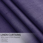 Nanspring Purple Linen Blend Light Filtering Back Tab Curtains 102 Inches Long, Semi Sheer Privacy Drapes for Living Room & Bedroom, 52x102 inch, 2 Panels