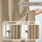 Dark Flax Pinch Pleated Linen Curtains 102 Inches Long Semi Sheer Memory Trained Ripple Fold Curtain with Hooks Back Tab Textured Light Filtering Drapes for Bedroom Living Room 42x102 Set of 2