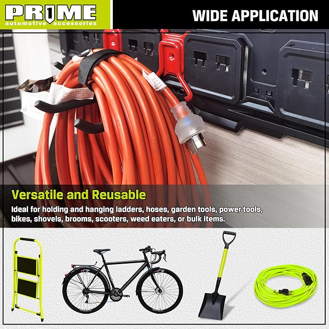Prime 1 PR1ME 1 Pack Garage Garden Tool Organizer Wall Mount Hooks,Support 33lbs, Heavy Duty Metal Storage Hooks for Power Tool,Hand Tool,Bike,Hoses,Broom,etc