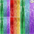 5 Pack Rainbow Party Backdrop Streamers Decorations Colorful Foil Fringe Curtains Metallic Tinsel Backdrop for Birthday First Day of School Engagement Baby Shower Christmas Holiday Party Decor