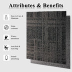 Carpet Tiles 20x 20 Inch, Floor Square Carpet Tiles, Indoor Outdoor Carpet Tile for Home Basement Commercial, Black & Grey-24 Tiles/64.5 Sq.Ft per Box
