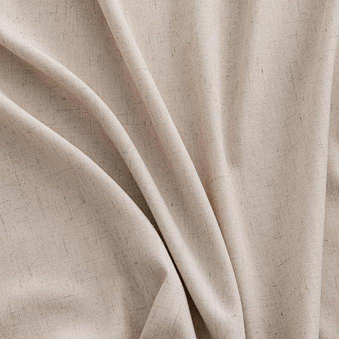 MIULEE Non-See-Through Privacy Linen Curtains 2 Panels, Light Filtering Window Curtains Farn House Textured Back Tab Semi Sheer Drapes for Bedroom Living Room, 52 x 72 Inches Long, Burlywood
