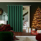 BGment Christmas Green Sliding Door Curtain 120 Inch Long - Wide Room Darkening Room Divider Curtain for Bedroom Privacy Themral Insulated Grommet Room Separator Curtain, 1 Panel, 100 X 120