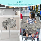 Shopping Cart Cover for Baby,2-in-1 High Chair Cover with Portable Cloth Bag,Cart Seat Pad for Babies Grocery Cushion Cover Restaurant,Suitable for All Supermarkets