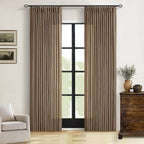 Brown 80 Inch Pinch Pleated Linen Curtains 2 Panels Set for Living Room Bedroom Boho Farmhouse Light Filtering Semi Sheer Back Tab Pinch Pleat Hooks Rings Window Curtain 80 Inches Long Dutch Cocoa