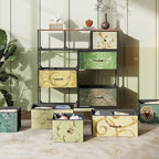 WLIVE Storage Organizer Unit with 11 Fabric Bins, Storage Drawers Organizer with Steel Frame, Tall Storage Tower Organizaton for Living Room, Hallway, Office, Floral Painted