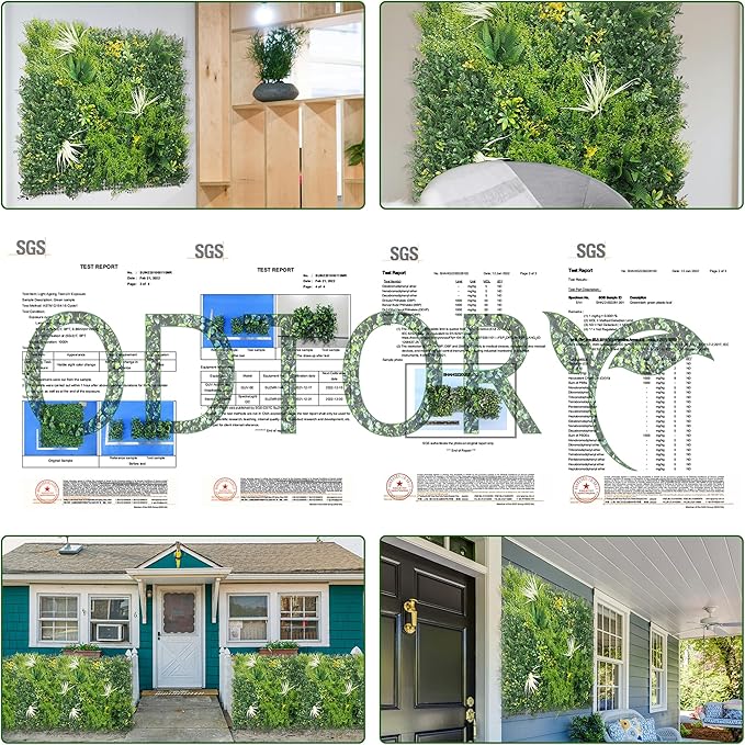 Artificial Grass Wall Boxwood Panels: 40" x 40" (11.5 sqft) Greenery Ivy Privacy Fence Faux Backdrop with UV Protection Vine Leaf Hedge for Garden Covering Privacy, Home Decor