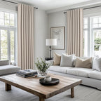 Grey Flax Extra Long Floor to Ceiling Blackout Curtains 108 Inches Long for Sliding Glass Doors 2 Panels Set, Farmhouse Pleated Room Darkening Drapes Decor with Back Tab for Bedroom (50"Wx108"L)