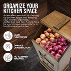 Peaceful Classics Potato Storage Wood Box, Wooden Bread Bins, Decorative and Onion Bin, Bin w/ Grocery Section, Vegetable Lid for Kitchen Pantry, Special Walnut, KS302SW