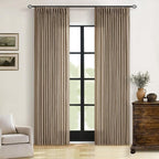 Pinch Pleated Neutral Linen Curtains 84 Inches Long 2 Panels Set for Living Room Dining Pinch Pleat Back Tab Light Filtering Farmhouse Boho Retro Window Curtain Drapes 84 Inch Length Latte Tan Brown