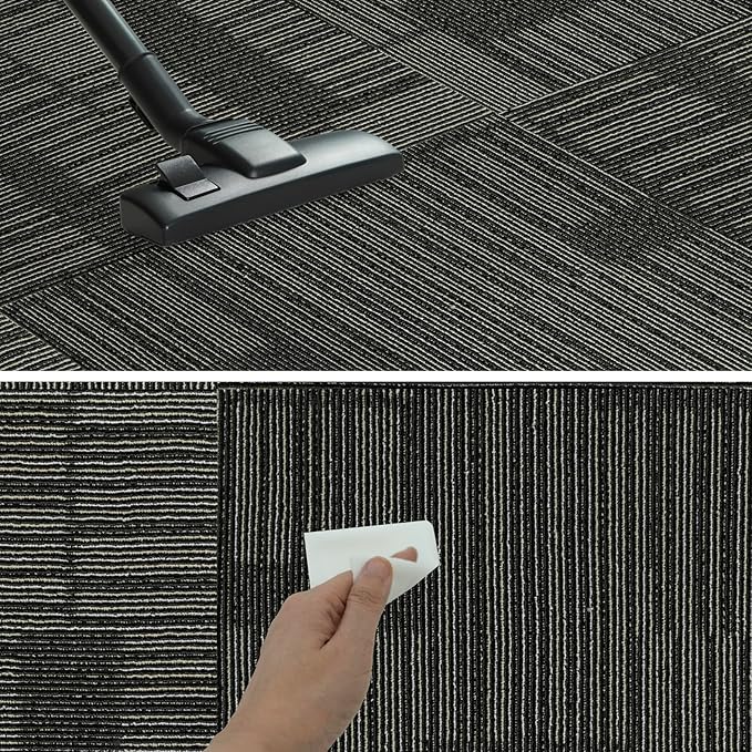 24" x 24" Self-Adhesive Carpet Tiles, 20 Pack Peel and Stick Carpet Squares for Indoor Flooring, Non-Slip Squares Carpet Floor Tile for Basement, Bedroom, Office, Easy DIY Installation