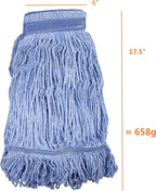 Mop Head Replacement Commercial Heavy Duty String Blue Wet Mop Heads for 3 Typs Commercial Mop Handle(4 pcs,Large,Weight 23oz)