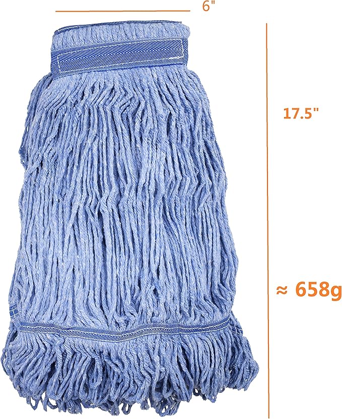Mop Head Replacement Commercial Heavy Duty String Blue Wet Mop Heads for 3 Typs Commercial Mop Handle(2,Large)