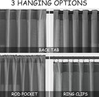 Nanspring Dark Gery Linen Curtains 63 Inches Length for Living Room Back Tab Pocket Light Filtering Semi Sheer 2 Panels Set Drapes Neutral Farmhouse Cotton Linen Textured Window Curtain 52X63 Inch