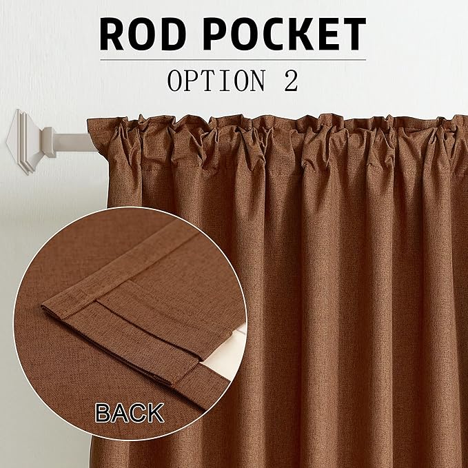 Rust 102 Inch Length Curtains, 100% Blackout Curtains 84 Inch Extra Wide for Bedroom Thermal Insulated Noise Cancelling Pleated Heading Tape Ring Back Tab Kids Boho Drapes 2 Pcs 84x102 Terracotta