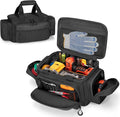 Small Tool Bag with Anti-friction Bottom, Tactical 12" Tool Tote for Men, Hand Tool Storage Organizer for Electrician, Repairman and Carpenters, Black