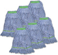 Super Clean Planet Heavy Duty Mop Head Refill (6-Pack) – Industrial Blue Cotton, Looped-End Wet Mop Heads for General, Commercial, Janitorial & Floor Cleaning