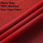MIULEE 100% Blackout Linen Curtains for Bedroom Thermal Insulated Red Grommet Room Darkening Curtains & Drapes Christmas Decor for Living Room Nursery 52 x 96 Inch (2 Panels)