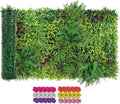 Artificial Grass Wall Roll 40"x120" (3.33ft x 10ft,33.3 Sq.ft), 3D Green Grass Wall for Outdoor Fence Indoor Decor, Greenery Privacy Screen for Patio Backyard, with DIY 60 PCS Violet Flower