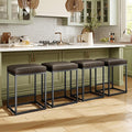 MAISON ARTS Counter Height 24" Bar Stools Set of 4 for Kitchen Counter Backless Modern Barstools Industrial Upholstered Faux Leather Stools Farmhouse Island Chairs, (24 Inch, Grey)