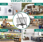 YITAHOME Heavy-Duty Jumbo Folding Shopping Cart with Wheels, Super Large Double Basket Grocery Cart, Collapsible Utility Cart for Shopping, Groceries, Laundry & Storage (Portable & Sturdy)