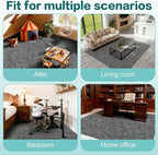 jxgzyy Soft Carpet Tiles 20×20 Inch, 0.38'' Padded Carpet Squares, Non-Adhesive Carpet Flooring with Textured Silicone Back, Easy DIY Soft NylonTiles for Basement, 12 Pcs/32.3 Sqft