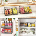 2 Tier Pantry Organizers and Storage Shelf, Stackable Can Organizer for Canned Food and Goods, Metal Wire Rack with 4 Adjustable Dividers Holds 60+ Cans for Under Cabinet Countertop