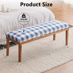 Rowill 53 Inch Long Entryway Bench for Bedroom End of Bed, Dining Room Bench with Upholstered Padded Seat and Solid Wood Leg for Kitchen, Living Room, Indoor and Hallway, Blue