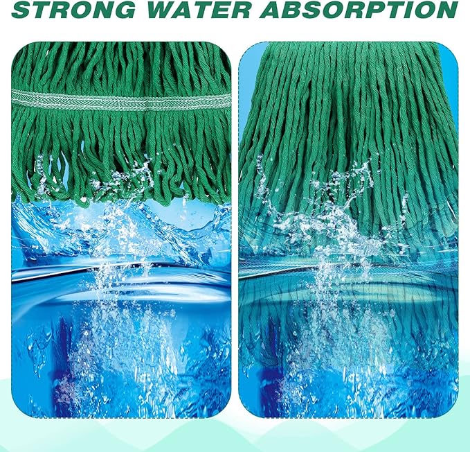 Nuogo 10 Pcs Commercial Mop Head Replacement Floor Cleaning Wet Heavy Duty Commercial Mop Refills General Cleaning(27.6 Inch,Green)