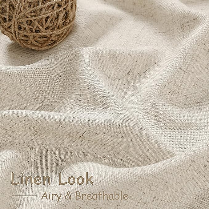 Nanspring 108 Inch Long Curtains for Living Room Boho Linen Eclectic Home Decor Light Filtering Semi Sheer Curtain Back Tab Modern Floor to Ceiling High Window for Bedroom 52x108, 2 Panels