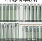 Aqua Green Linen Curtains 90 Inch Long 2 Panels Set for Bedroom Living Room Linen Textured Window Drapes Semi Sheer Light Filtering Rod Pocket Back Tab Cotton Textured Farmhouse Curtain 52x90