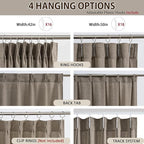 RAIN CITY 100 Inch Long Curtains Linen Khaki, Sheer Pinch Pleated Window Drapes Light Filtering Privacy Mid Century Modern Curtains for Bedroom Living Dining Room 50 by 100