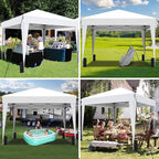 SANWAY 10x10 Pop up Canopy Tent, One-Button, Outdoor Instant Canopy Protable for Events, Camping, Parties, Vendor, Beach Tent - White