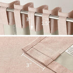 120 Inch Extra Long Linen Baby Pink Curtains Floor to Ceiling for Sliding Glass Doors 2 Panels, Flax Linen 100% Blackout Elegant Boho Thermal Curtains for Large Windows 10 FT Drapes,50 x 120 Inch