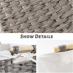 Baskets-Wicker Storage Baskets-Waterproof Wicker with Handles Hand-Woven Blue Handle Food Storage Pantry Woven Storage Boxes, 2 Pack, Home Storage Boxes
