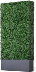 AGPL Upgraded Artificial Boxwood Hedge Wall with Dark Grey Stainless Steel Planter Outdoor Backdrop Privacy Screen,Patio,Balcony,Restaurant,Garden,Party Décor (96" Height 48" Width 12" Deep)