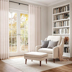 Nanspring Natural White Linen Curtains 90 Inches Long for Living Room Light Filtering Semi Sheer Neutral Farmhouse Decor Curtains Back Tab Privacy Burlap Textured Curtain for Bedroom 52x90, 2 Panels