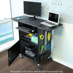 Line Leader Stellar AV Cart - Computer Cart with Customizable Pegboard & Hooks, Locking Cabinet, UL Certified Power, Mobile Workstation with Locking Wheels, Ideal for Laptop & Charger Storage