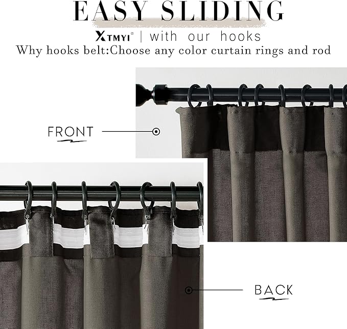 XTMYI Brown Curtains 84 Inch Length 2 Panels Set for Living Room,Linen Semi Sheer Light Filtering Rustic Farmhouse Curtains Drapes 84 Inches Long