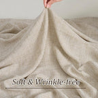 Beige Sheer Pinch Pleated Curtains 90 Inches Long 2 Panels,Back Tab Pleated Drapes Hooks Thick Linen Textured Boho Farmhouse Curtain for Dining Bedroom 70 Inch Wide Each Panel