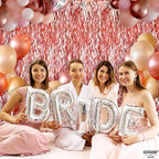 KatchOn XtraLarge Wavy Rose Gold Fringe Backdrop - 3.2x6.5 Feet Pack of 2 | Wine Bachelorette Party Decorations | Birthday Decorations for Women