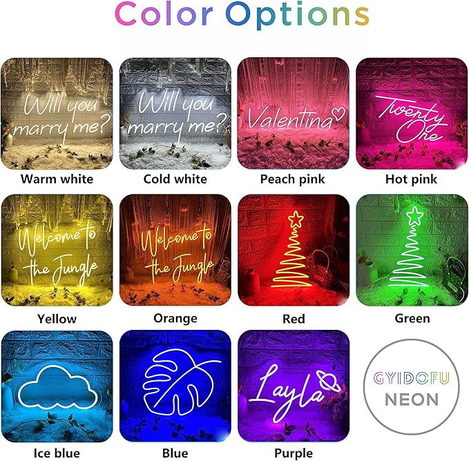 GYIODFU LC-Sign Custom Neon Signs for Wedding, Bedroom, Party, Personalized Dimmable Led Neon Sign for Wall Decor, Birthday Gift, Shop Business Signs