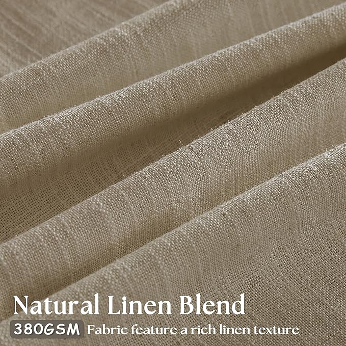 Pinch Pleated Linen Curtains 102 Inches Long 2 Panels Set for Living Room Bedroom Farmhouse Burlap Back Tab Pinch Pleat Drapes Ceiling Floor Window Curtains 102 Inch Length Gray Beige Tan Neutral