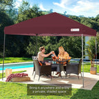 Best Choice Products 10x10ft 1-Person Setup Pop Up Canopy Tent Instant Portable Shelter w/ 1-Button Push, Case, 4 Weight Bags - Burgundy