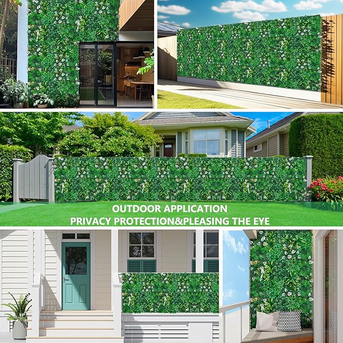 Artificial Hedge Grass Wall, Boxwood Panels 20"x20"(8pcs), Greenery Wall Backdrop, UV Protected Privacy Fence Screen, Green Wall Decor for Outdoor Indoor Wedding Décor