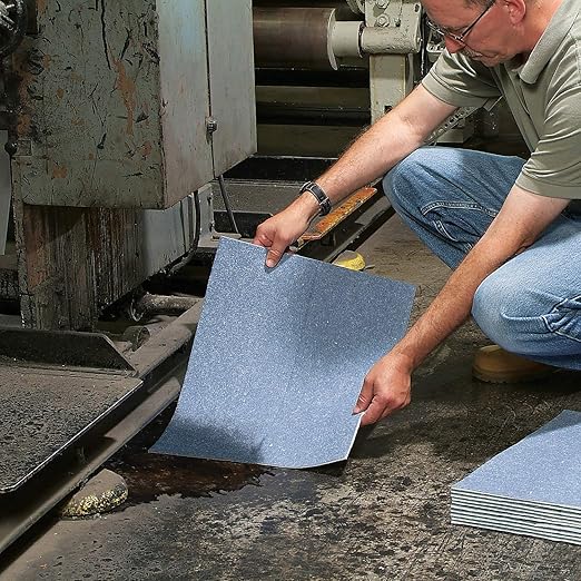 PIG Super Absorbent Mat Pads in Dispenser Box | 50 Oil Spill Mats | 15" x 19" Perforated Pads | Each Pad Absorbs 43 oz | Total Absorbency is 17 Gallons | Heavyweight | PMB30127