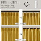Mustard Yellow Pinch Pleated Linen Curtains 45 Inch Length 2 Panels Set for Bedroom Dining Room Kitchen Semi Sheer Linen Boho Retro Farmhouse Small Window Curtains 45 Inches Long Harvest Gold Yellow