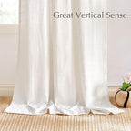 NICETOWN Natural Boho Linen 108 inch Curtains for Living Room, Jacquard Weave Waffle Pattern Privacy Light Filtering Floor Length Drapes, W52 x L108, 2 Panels