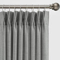 RAIN CITY Grey Linen Curtains 84 Inches Long Pinch Pleated with Hooks 2 Panels, Semi Sheer Textured Light Filtering Window Drapes for Dining Room Bedroom Back Tab 42x84-in