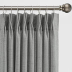 2 Panels Set Extra Long 130 inch Curtains - Pinch Pleated with hooks Textured Linen Blend Semi Sheer Light Filtering Drapes for Large Windows Living Room Dining Office, Grey, 42" Wide by 130" Long